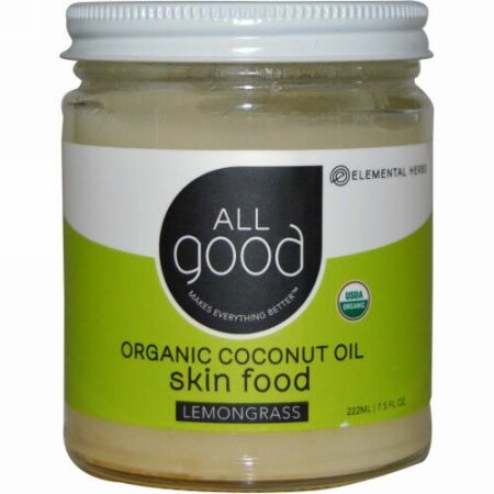 All Good Products, Organic Coconut Oil, Skin Food, Lemongrass, 7.5 fl oz (222 ml) (Discontinued Item)
