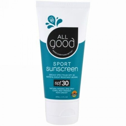 All Good Products, スポーツサンスクリーン、SPF 30、3液量オンス (89 ml) (Discontinued Item)