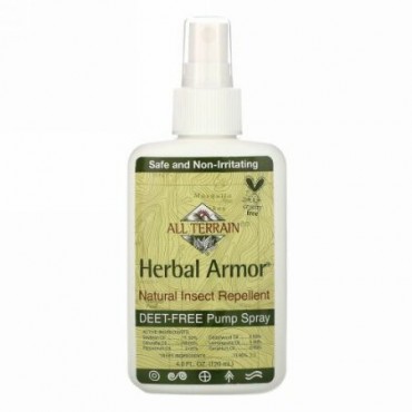 All Terrain, ハーバル・アーマー、天然虫除けスプレー・ディートフリー、4 fl oz (120 ml)