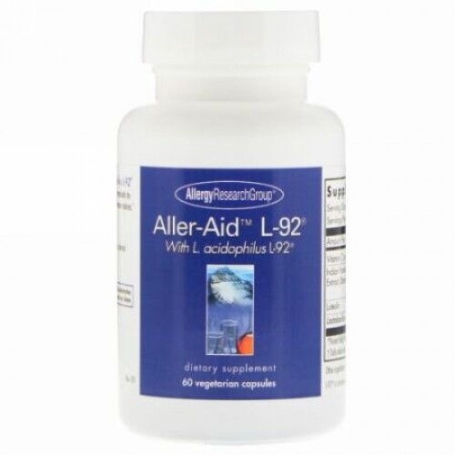 Allergy Research Group, L.乳酸菌 L-92配合アラーエイド L-92、60ベジタリアンカプセル