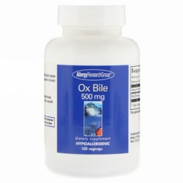 Allergy Research Group, Ox Bile, 500 mg, 100 Vegicaps