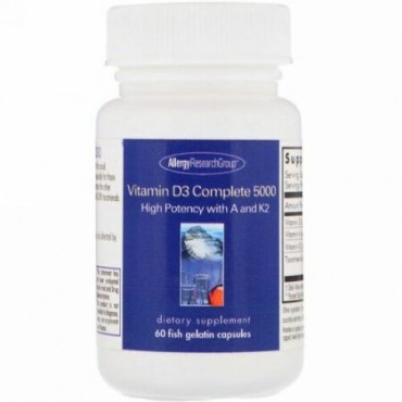 Allergy Research Group, ビタミンD3 コンプリート5000、魚由来のゼラチンカプセル60錠 (Discontinued Item)