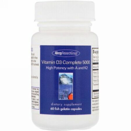 Allergy Research Group, ビタミンD3 コンプリート5000、魚由来のゼラチンカプセル60錠 (Discontinued Item)