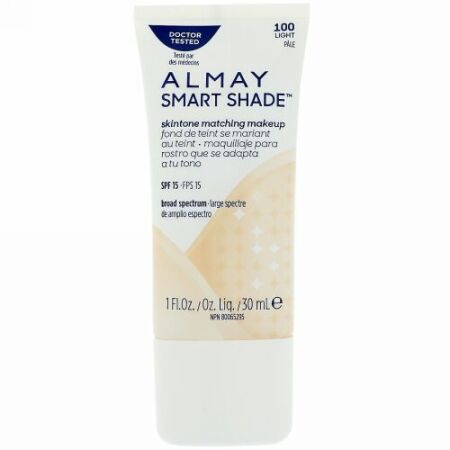 Almay, スマートシェード、スキントーンマッチング・メイクアップ、SPF 15、100 ライト、1 fl oz (30 ml) (Discontinued Item)