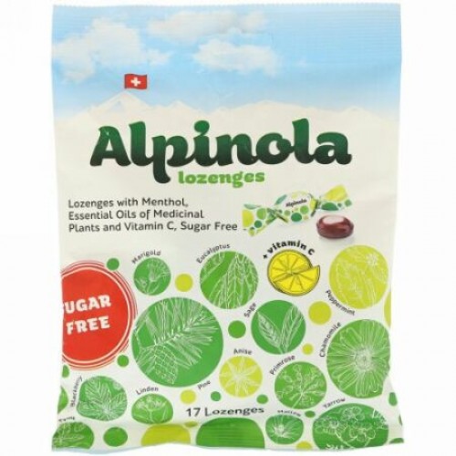 Alpinola, Lozenges with Menthol, Essential Oils and Vitamin C, Sugar Free, 17 Lozenges (Discontinued Item)
