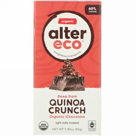 Alter Eco, オーガニックチョコレートバー、ディープダークキノアクランチ、2.82オンス (80 g) (Discontinued Item)