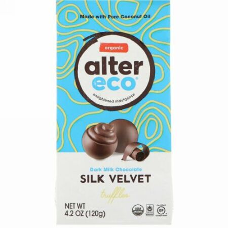 Alter Eco, オーガニックダークミルクチョコレート、シルクベルベットトラッフル、4.2オンス (120 g)