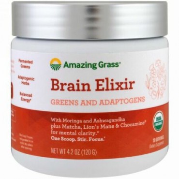Amazing Grass, Brain Elixir, Greens and Adaptogens, 4.2 oz (120 g) (Discontinued Item)
