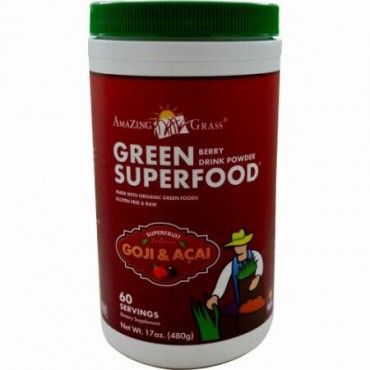 Amazing Grass, グリーンスーパーフード, ベリー飲物粉, 17オンス (480 g) (Discontinued Item)