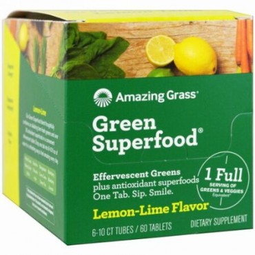 Amazing Grass, グリーンスーパーフード、エファーヴェセントグリーンズ、レモンライム味、6本、各10錠 (Discontinued Item)