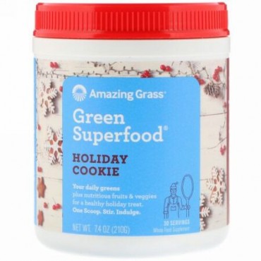Amazing Grass, グリーンスーパーフード、ホリデークッキー、7.4 oz (210 g) (Discontinued Item)