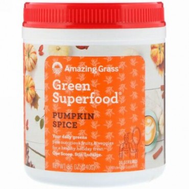 Amazing Grass, Green Superfood、パンプキン・スパイス、8.5 オンス (240 g) (Discontinued Item)