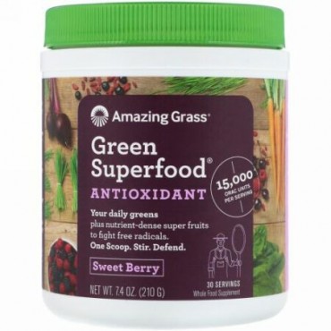 Amazing Grass, グリーンスーパーフード、スウィートベリー、7.4 oz (210 g)