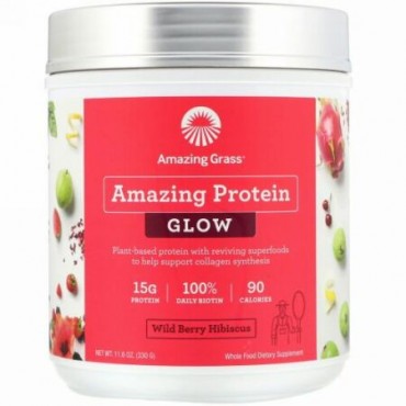 Amazing Grass, Organic Amazing Protein, Glow, Wild Berry Hibiscus, 11.6 oz (330 g)