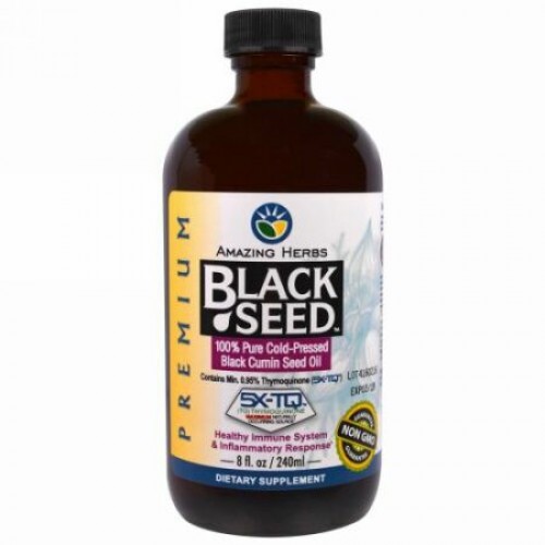Amazing Herbs, ブラックシード, 100％ピュア常温圧搾ブラッククミン種子油, 8液量オンス（240 ml）