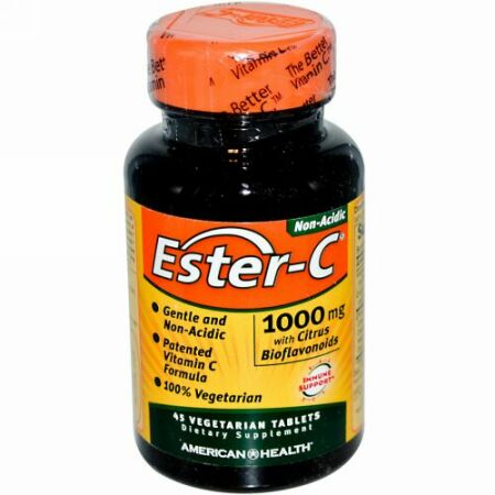 American Health, エステル-C、1000 mg、45ベジタブレット (Discontinued Item)