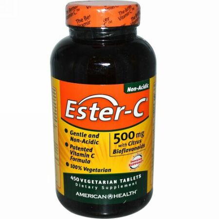American Health, シトラスフラボノイド配合Ester-C（エスターC）、500mg、植物性タブレット450粒