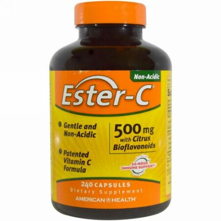 American Health, エスターC, シトラスバイオフラボノイド配合の500 mg, 240カプセル