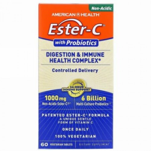 American Health, Ester-C with Probiotics, Digestion & Immune Health Complex, 60 Vegetarian Tablets