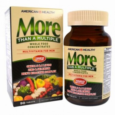American Health, モア・ザン・ア・マルチプル、男性用マルチビタミン、90錠 (Discontinued Item)