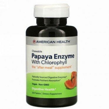 American Health, クロロフィルを配合したパパイヤ酵素、チュアブルタブレット250粒