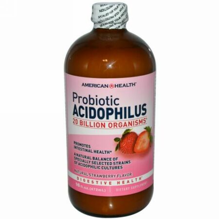 American Health, プロバイオティック アシドフィルス, ナチュラルストロベリーフレーバー, 16 液量オンス(472 ml) (Discontinued Item)