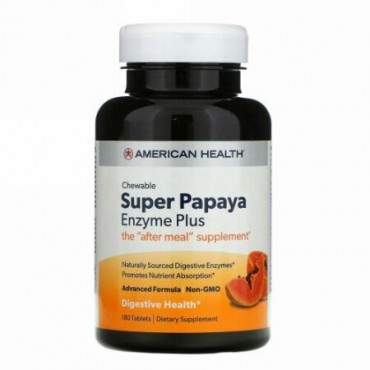 American Health, スーパー パパイヤ 酵素 プラス、 180チュアブルタブレット