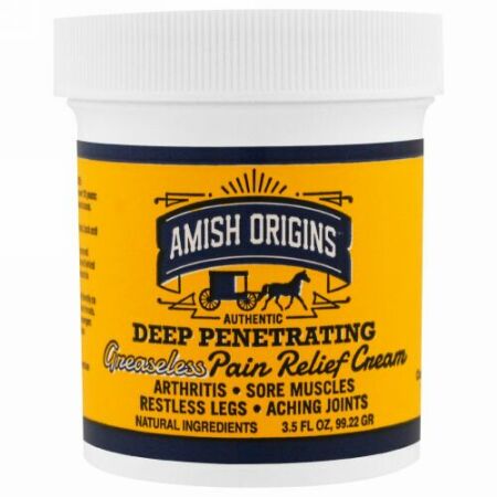Amish Origins, 深浸透、べたつきなし鎮痛クリーム、3.5 oz (99.22 g)