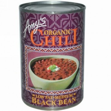 Amy's, オーガニック・チリ, ブラックビーン, 低脂肪, ミディアム, 14.7 オンス (416 g) (Discontinued Item)