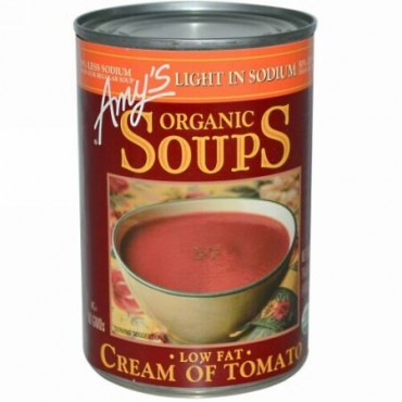 Amy's, オーガニックスープ, 低脂肪 クリーム・オブ・トマト, 塩分控えめ, 14.5 オンス (411 g) (Discontinued Item)