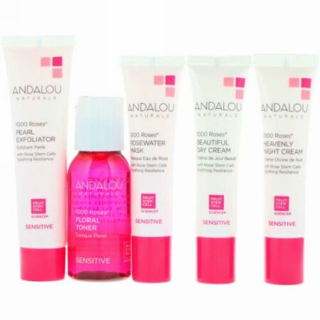 Andalou Naturals, スターター・キット、1000 ローズ、 センシティブ、 5ピースキット