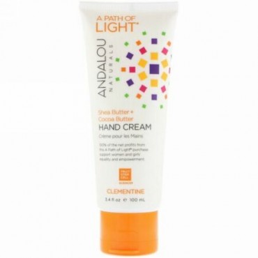 Andalou Naturals, 自然の力（A Force of Nature）, シアバター＋シーバックソーンのハンドクリーム, クレメンタイン（小さな甘いミカン）, 3.4液量オンス（100 ml）