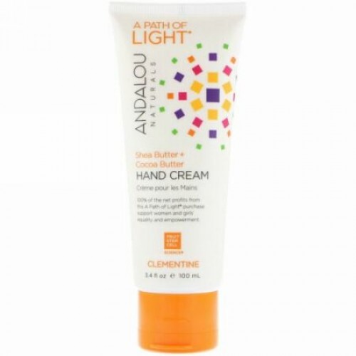 Andalou Naturals, 自然の力（A Force of Nature）, シアバター＋シーバックソーンのハンドクリーム, クレメンタイン（小さな甘いミカン）, 3.4液量オンス（100 ml）
