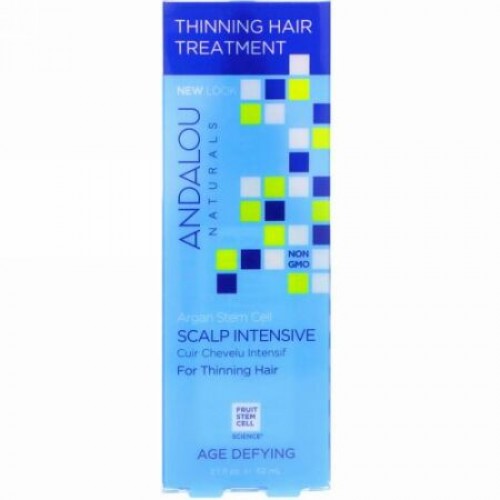 Andalou Naturals, アルガン幹細胞, 頭皮に集中, 薄毛のためのトリートメント, 年齢に挑戦, 2.1液量オンス（62 ml）