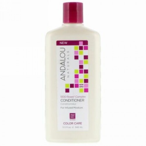 Andalou Naturals, コンディショナー、カラーケア、水分注入、1000ローゼズコンプレックス、11.5 fl oz (340 ml)
