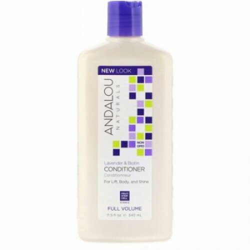 Andalou Naturals, コンディショナー、フルボリューム、ボリュームと輝きのある髪のために、ラベンダー & ビオチン、11.5 fl oz (340 ml)