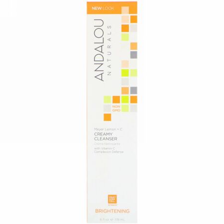 Andalou Naturals, クリーミークレンザー、マイヤーレモン + C、ブライトニング、6液量オンス (178 ml)
