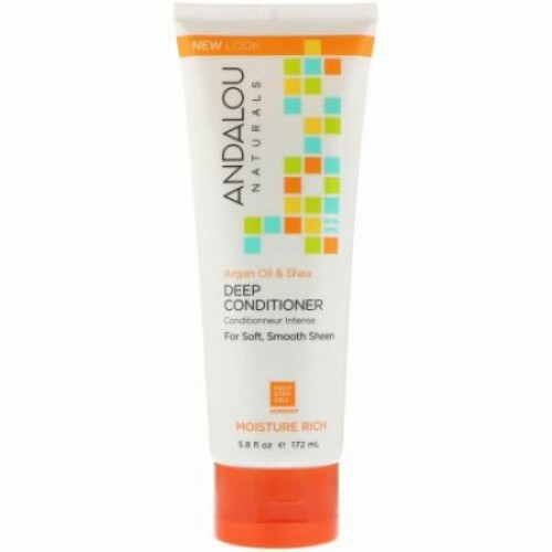 Andalou Naturals, ディープコンディショナー、モイスチャーリッチ、アルガンオイル＆シアー、5.8 fl oz (172 ml) (Discontinued Item)