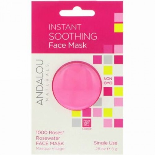 Andalou Naturals, Instant Soothing、1000 Roses Rosewater Face Mask、28 oz (8 g)