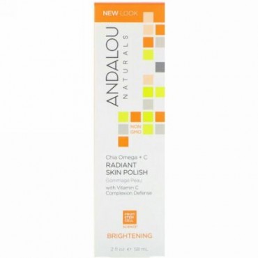 Andalou Naturals, ラディアント・スキンポリッシュ、チア+オメガ、ブライトニング、2 液体オンス（58 ml） (Discontinued Item)