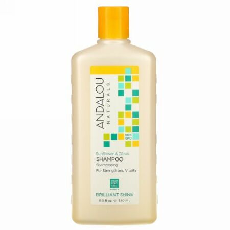 Andalou Naturals, Shampoo, Brilliant Shine, For Strength and Vitality, Sunflower & Citrus, 11.5  fl oz (340 ml)
