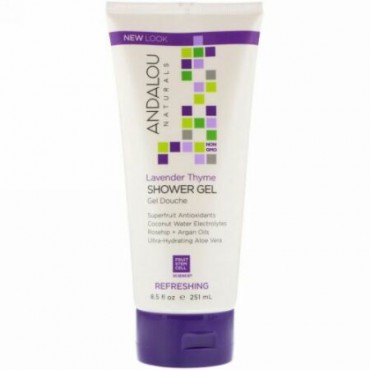 Andalou Naturals, Shower Gel, Refreshing, Lavender Thyme, 8.5 fl oz (251 ml) (Discontinued Item)