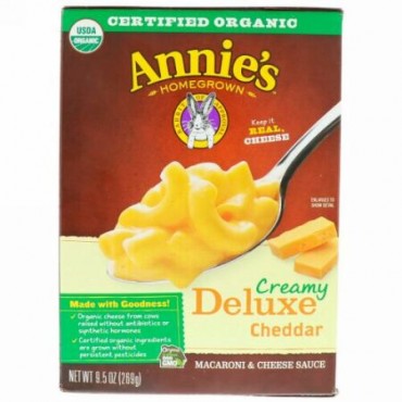 Annie's Homegrown, クリーミーデラックス・マカロニディナー, エルボーズ & クリーミー・マイルド・チェダーソース, 9.5 オンス　 (269 g) (Discontinued Item)