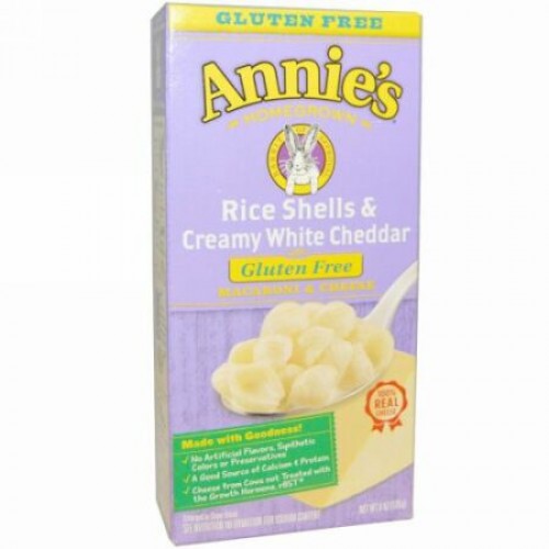 Annie's Homegrown, ライスシェル & クリーミーホワイトチェダー、マカロニ & チーズ、6オンス (170 g) (Discontinued Item)