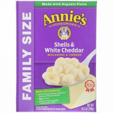Annie's Homegrown, Macaroni & Cheese, Shells & White Cheddar, Family Size, 10.5 oz (298 g) (Discontinued Item)