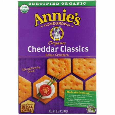 Annie's Homegrown, Organic Baked Crackers, Cheddar Classics, 6.5 oz (184 g) (Discontinued Item)