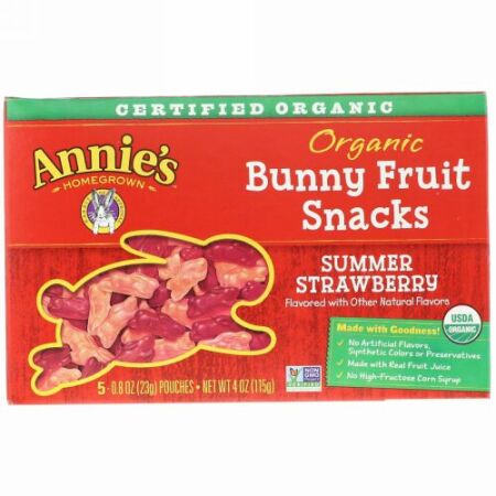 Annie's Homegrown, オーガニック バニーフルーツスナック、 サマーストロベリー、 4 oz (115 g)