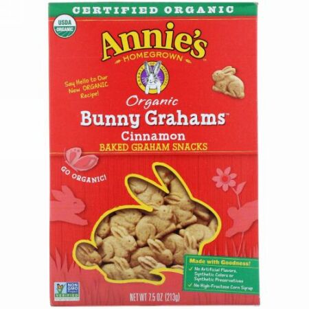 Annie's Homegrown, オーガニックバニーグラハムズ、シナモン、213g（7.5オンス）