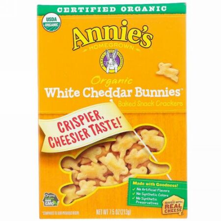 Annie's Homegrown, Organic White Cheddar Bunnies, Baked Snack Crackers, 7.5 oz (213 g)