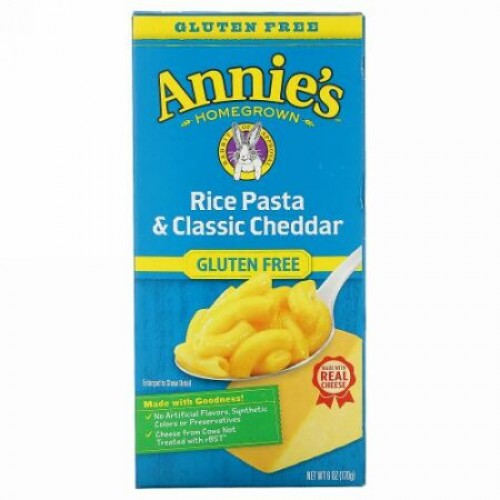 Annie's Homegrown, Rice Pasta & Classic Cheddar, Gluten Free, 6 oz (170 g)
